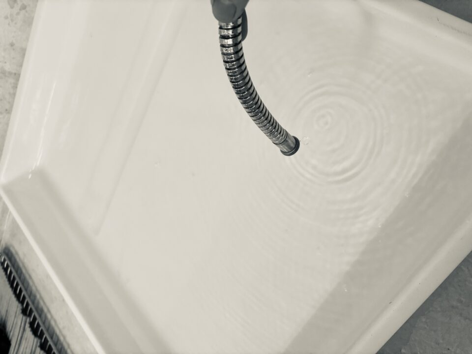 filling tray with water.